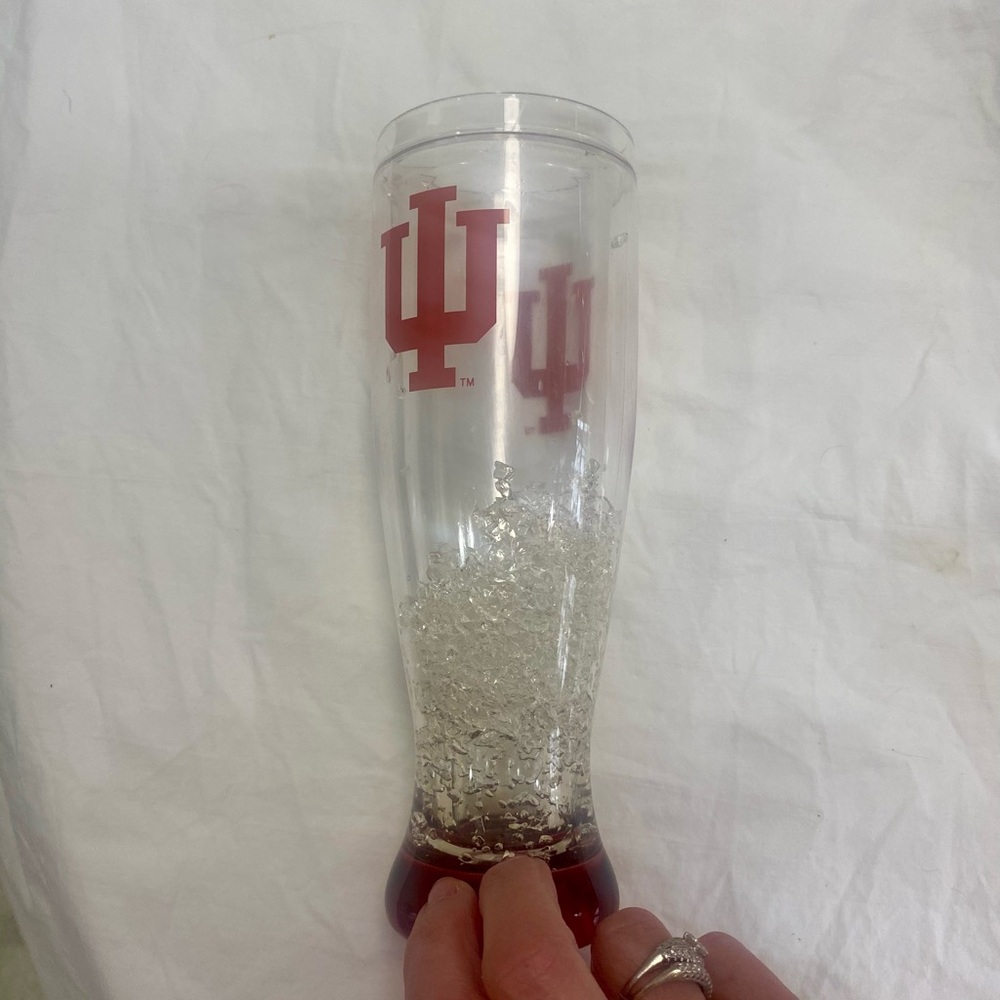 Indiana University Red and Clear Glass Tumbler